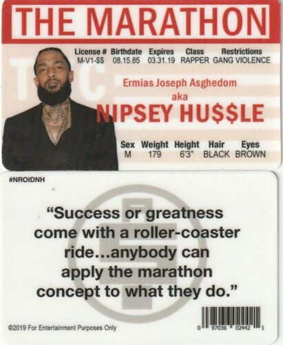 Nipsey Hussle THE MARATHON Gangsta Rap Rapper  fake ID i.d card Drivers License  - 第 1/1 張圖片