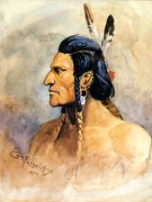Indian Brave by Charles Marion Russell Western Giclee Art Print + Free Shipping