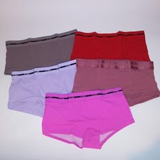 Set of 5 Victoria Secret PINK Panty Boyshort Pink Purple Red Gray Solid Banded