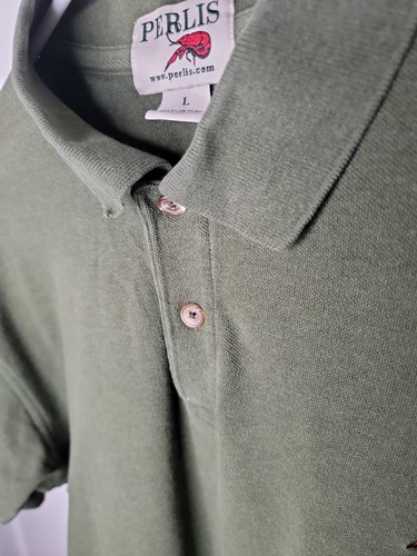Perlis Polo Men Sz L Green Crawfish Short Sleeve Mardi Gras Southern | eBay