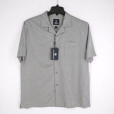 Hart Schaffner Marx Men's Short-Sleeve Shirt Large Gray Striped NWT $98.50