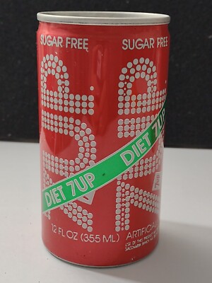 Vintage Sugar Free 7 Up Aluminum Pull Tab Soda Can, Empty