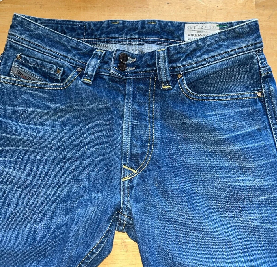 Rare DIESEL VIKER-R-BOX Straight Button Fly Dark Blue Jeans 008P8-Sz 27 x 28 - Image 4 of 4
