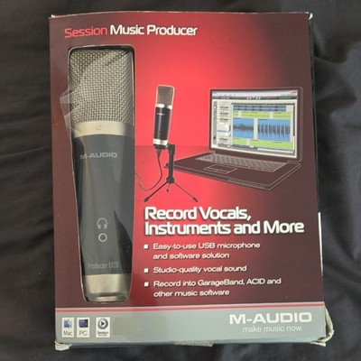 M-Audio Producer USB Desktop Condenser Microphone, Plug & Play, Black/Silver