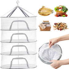 4 Layer Herb Drying Rack with Zipper Hanging Mesh Net Collapsible Food Drying