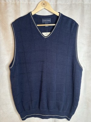 Fairway Sport Men s V-Neck Sweater Vest Navy Cotton Knit XL NWT Classic