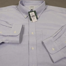 LL Bean Oxford Shirt Mens 18 x 33 2XL Button Royal Blue Long Sleeve Dress NWT