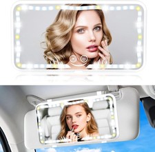 Sun Visor Vanity Mirror, Rechargeable Car Mirror with 78 LEDs, Dimmable White