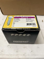 MIDWEST FASTENER 03299 Self-Drilling Screw, #14 x 2 in, Zinc Plated Steel Hex
