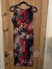 John Zack Midi Bodycon Dress Size 14, Red & Black, GORGEOUS