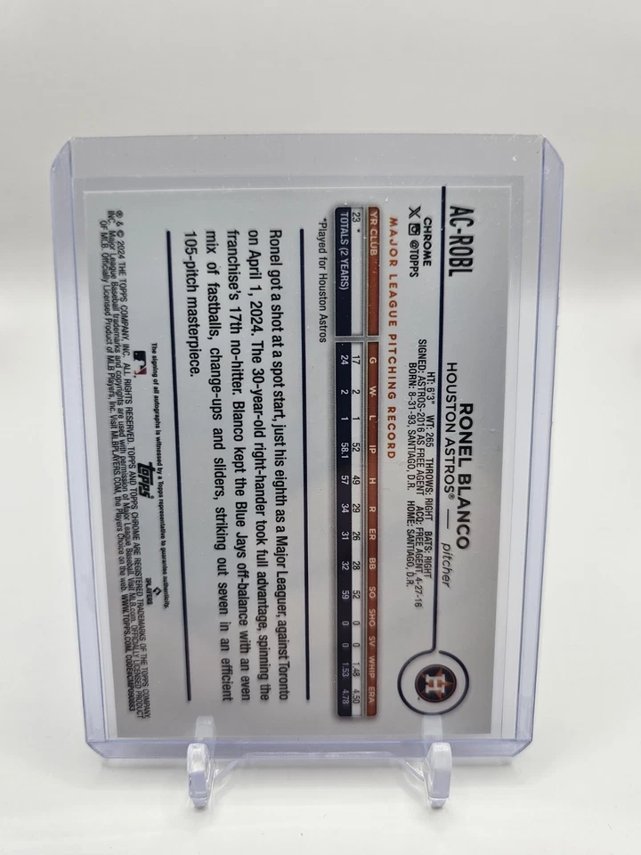 2024 Topps Chrome Update Series - Autographs Ronel Blanco #AC-ROBL Orange... - Image 2 of 2