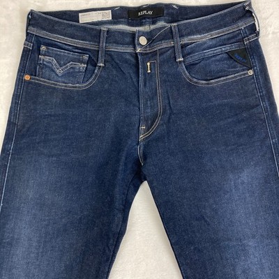 Mens Replay M914Y ANBASS HYPERFLEX Jeans W34 L36 Stretch Slim Tapered Blue