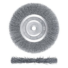 6" Fine Crimped Wire Wheel for Bench Grinder, 1/2"-5/8", Polishing
