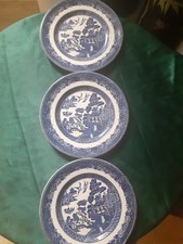 3 Willow  Jonhson Bros Ironstone Side Plates