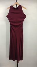Quince Women Washable Stretch Silk High Neck Midi Dress Wine Tasting XS
