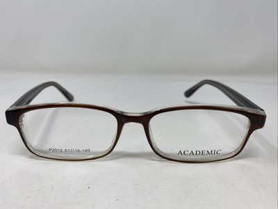 Academic P2012 C6 51-16-140 Brown Crystal Plastic Full Rim Eyeglasses Frame UG37