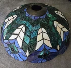 Vintage Tiffany-Style Stained Glass Lampshade - Blue Green Peacock  16" Inch.
