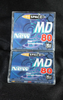 LOT OF 2 HI SPACE MD 80 EXTRA HIGH DIGITAL GRADE MINI DISC Used/Blank