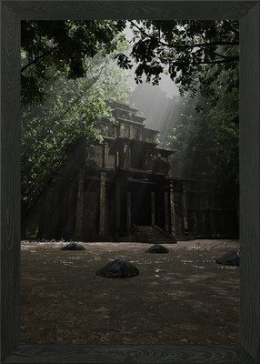 Antiker Tempel im Dschungel gerahmtes Wandbild Poster Leinwanddruck Bild