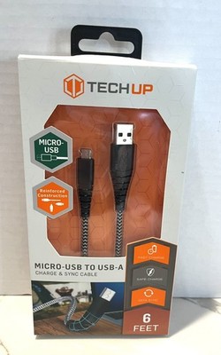 TechUp Micro-USB To USB-A Cable 6Ft Braided Fast Charge New