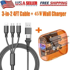 Original Super Fast Wall Charger+3 in 2 Cable For Samsung S25 S24 S23 22 21Ultra