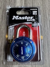 Master Lock Padlock 1530DCM Preset Combination Lock 1-7/8 Wide Blue New Sealed