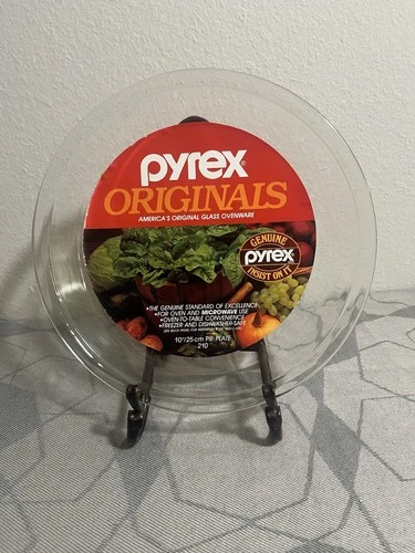 New Old Stock Corning Ovenware PYREX Clear Glass 10”Pie Plate #210 Vintage