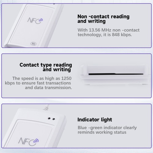 Czytnik NFC Bluetooth: Stykowy / bezstykowy czytnik kart inteligentnych 13,56 MHz USB - Zdjęcie 11 z 11