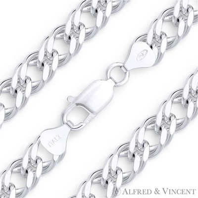 8.3mm Rombo Italian Chain Double-Curb Link Necklace in 925 Italy
