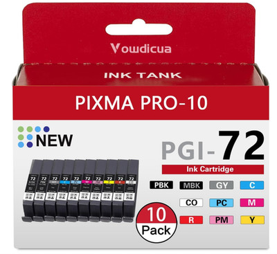 10-PACK Ink Cartridge Set PGI-72 (All Colors) for Canon PIXMA PRO-10 Printer