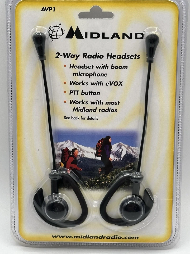 Midland AVP1 2-Way Radio PTT Headsets With Boom Microphone New In Packaging - Image 2 of 4