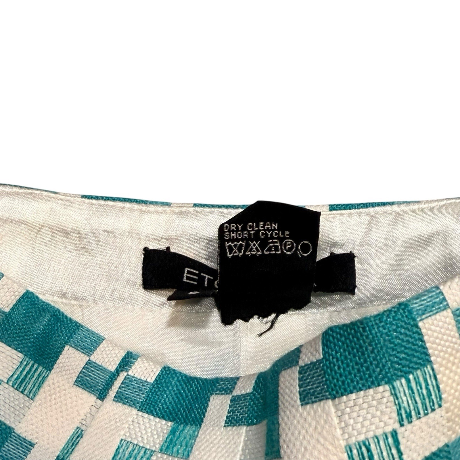 Etcetera Women’s Tweed Skirt Suit Set Size 4 Blue Green Cream Jacket & Skirt