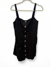 J. Crew Claudia Linen Sleeveless Button Front Mini Shift Dress Black Size S