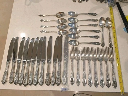ROSE POINT By Wallace Sterling Silver Flatware  32 pcs Original Owner