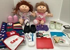 VTG Crimp N Curl Cabbage Patch Kid Lot Of 2 Dolls w/Accessories Shoes lunch