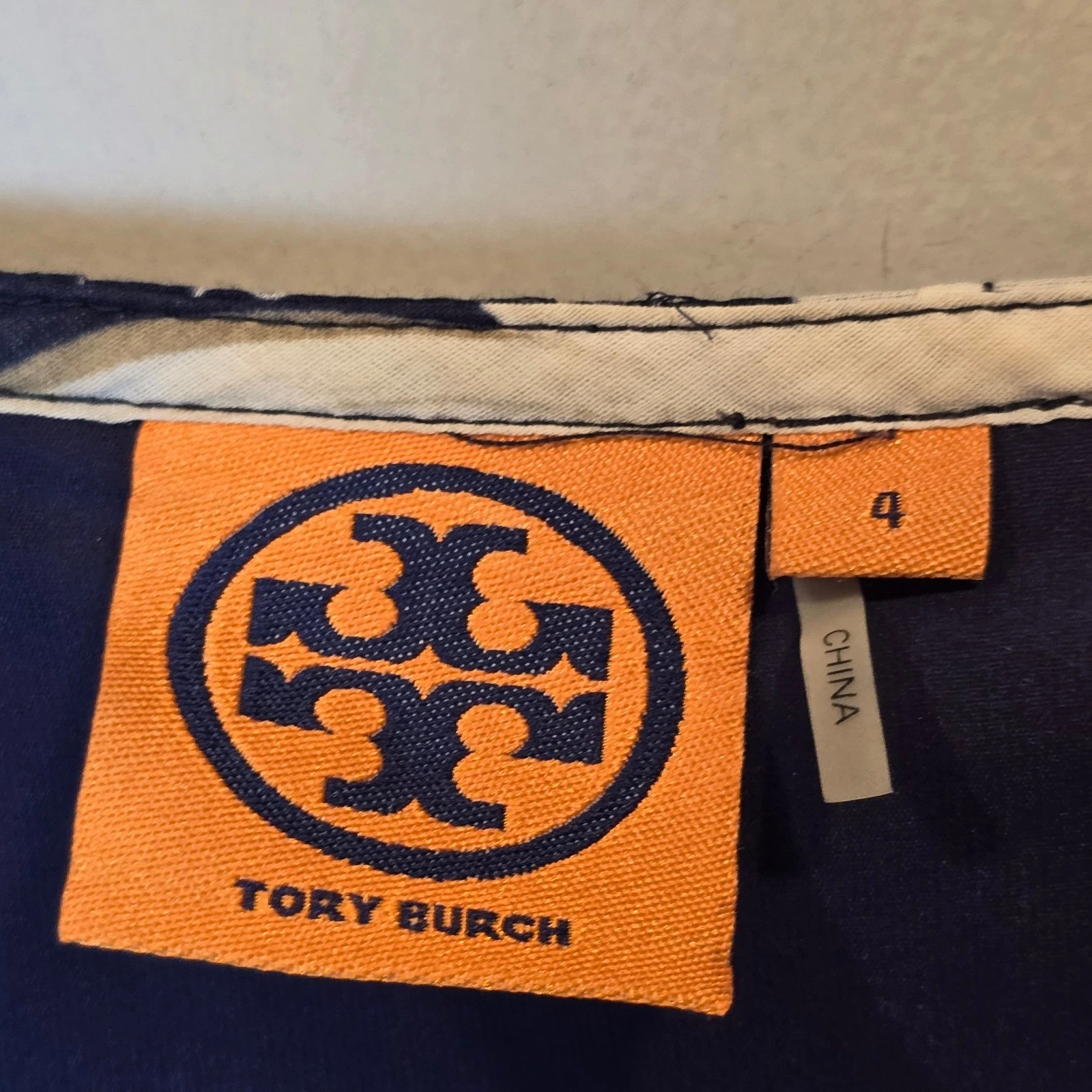 Abito donna Tory Burch 4 blu verde panna floreale scollo a V logo all over