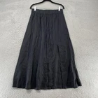 Quince Linen Maxi Skirt Womens Medium Black Elastic Waist Pockets Lightweight
