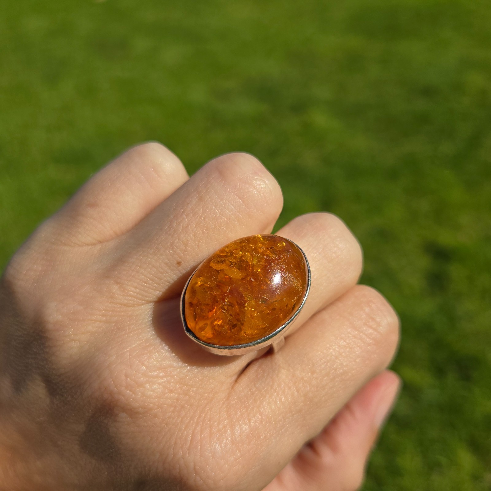 Large Amber Statement Ring Modern/Vintage SZ 6.25… - image 10