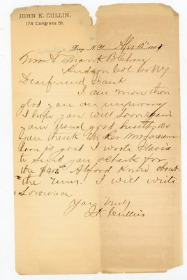 #ad #ad 1900 Troy NY ALS John K Cullin 174 Congress St Letter Mentions $49.77