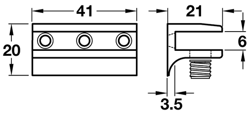 8 X SOPORTE DE ESTANTE DE VIDRIO HAFELE SOPORTE CROMO PULIDO PARA ESTANTE DE VIDRIO 6MM - Imagen 2 de 5