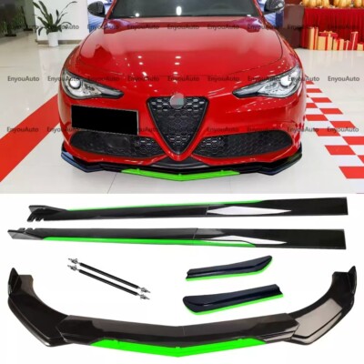 for Alfa Front Bumper Lip Side Skirt Rear Bumper Lip Strut Rods Black Green
