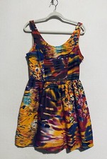 Rubber Ducky Productions Dress Womens Large Floral Silk Sleeveless Y2K Retro