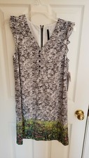 Kensie Womens white combo Dress Small S Floral V Neck