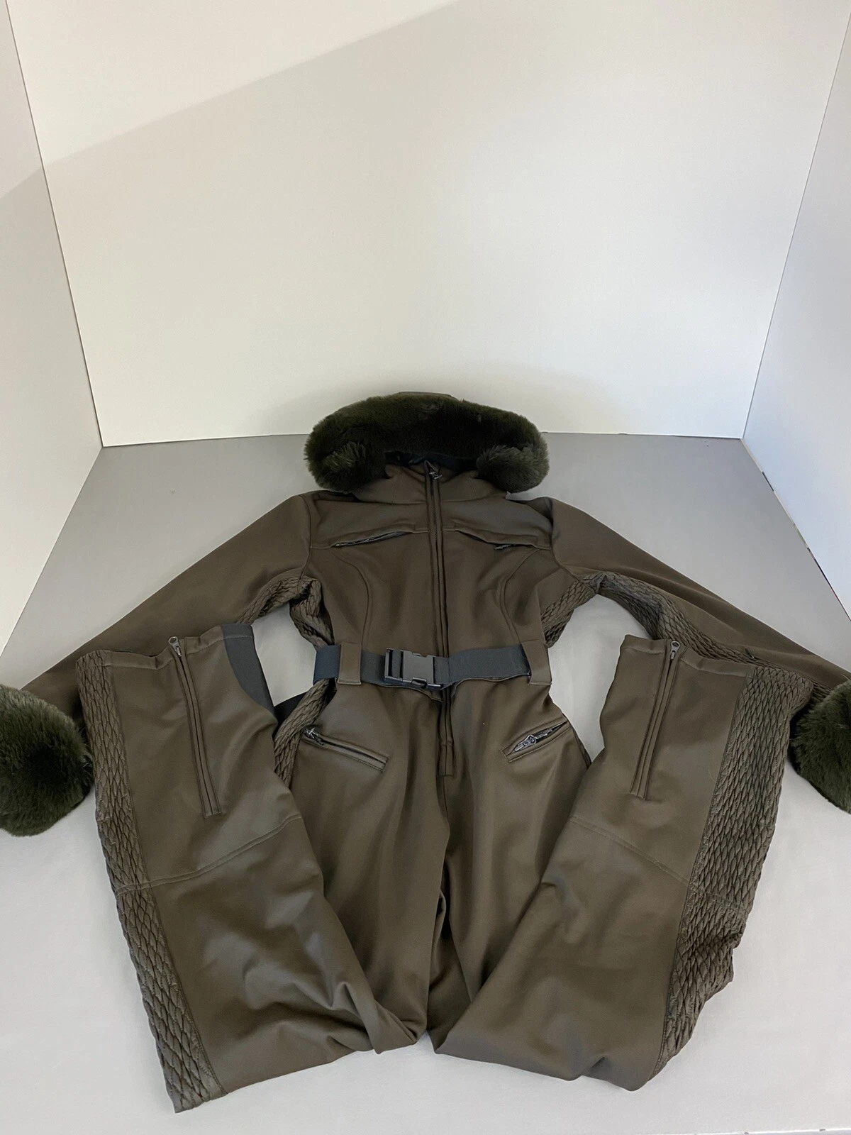 gsou-snow windproof one piece ski suit full cover fur hood 