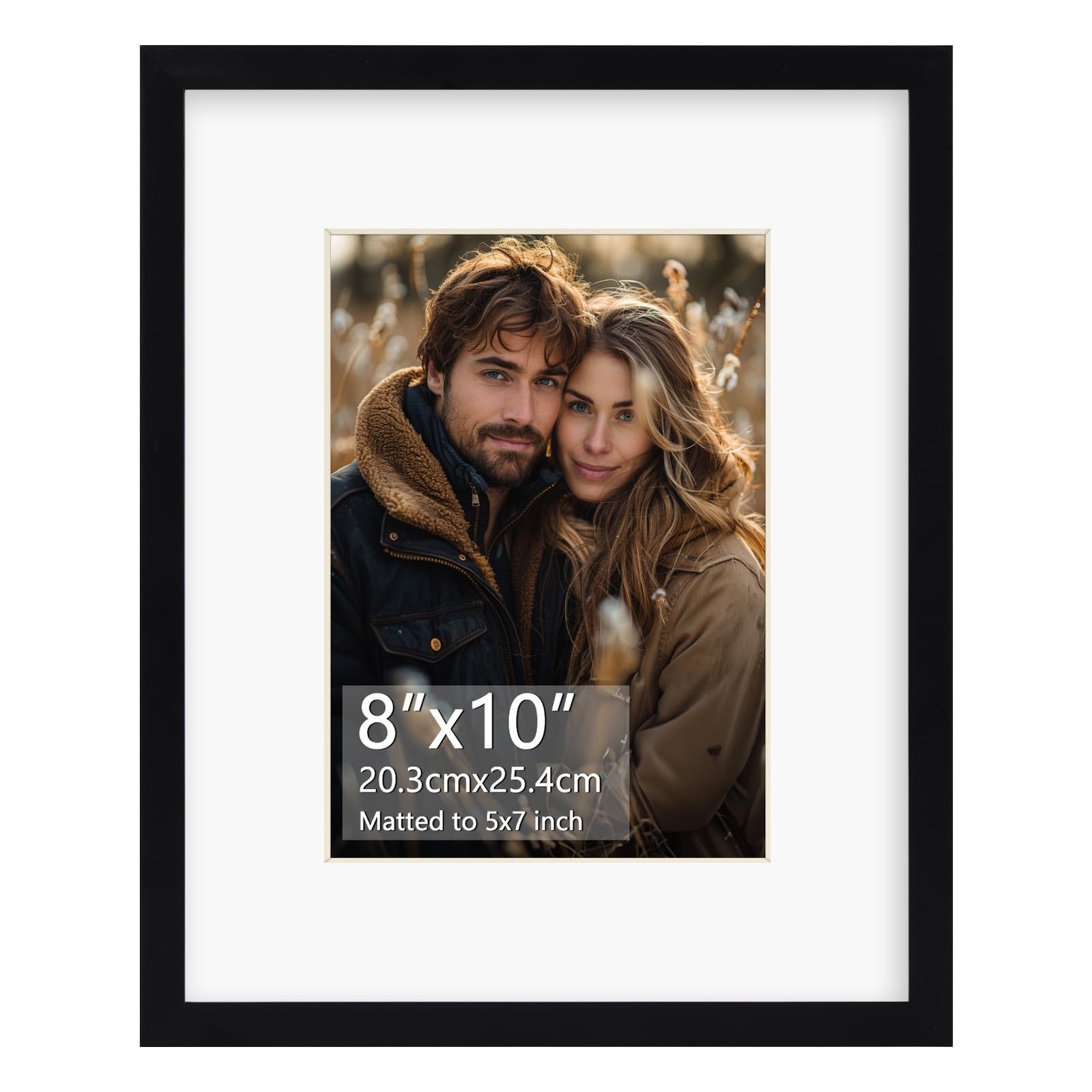 8x10 Picture Frame, Display Pictures 5x7 with Mat or 8x10 Without Mat, Wall H...