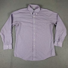 Brooks Brothers Shirt Mens Size 16 Purple Plaid Dress Button Up Long Sleeve