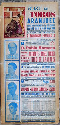 ARANJUEZ Feria Mayo 1983 Toros Pablo ROMERO Antoñete Teruel Seseña Serrano Zazo