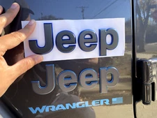 1 (one) 2018-2024 JEEP Wrangler/Gladiator Fender Emblem Dark Gray w/Blue Outline