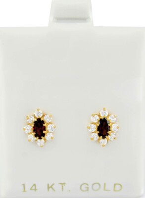 LAB CREATED ALEXANDRIT & MIT SAPHIREN BLUME OHRRINGE 14K GOLD - NEU MIT ETIKETT - Schraubverschluss