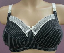 Royce Lauren Black & Cream Nursing Bra 32DD Wirefree Drop cup Breastfeeding 839
